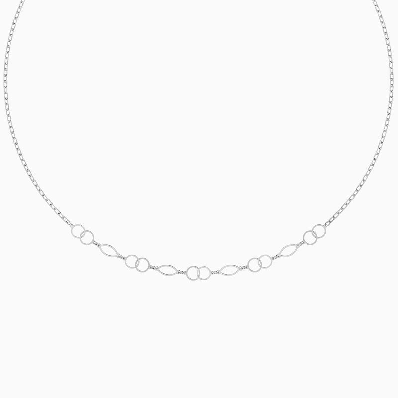 Waves by L'azurde Marquise & Round Links Necklace in Silver - Image 1